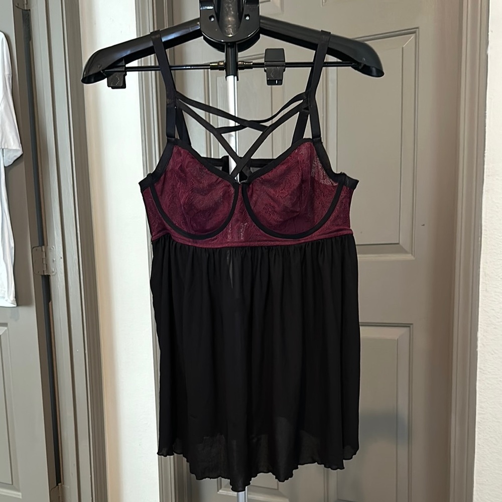 Torrid Black Chemise with Criss-Cross Detail